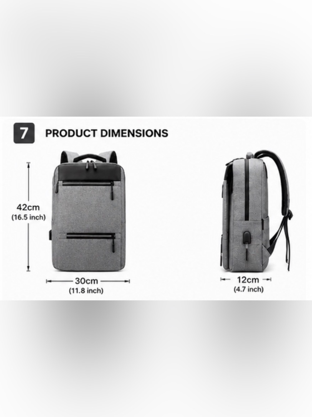 Grey Men's Laptop Backpack - Picture 7 of 7